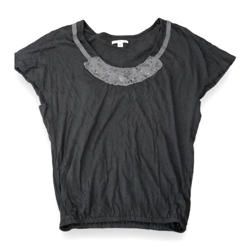 AEO Size XS Beaded Tie Back Elastic Waist Blouse